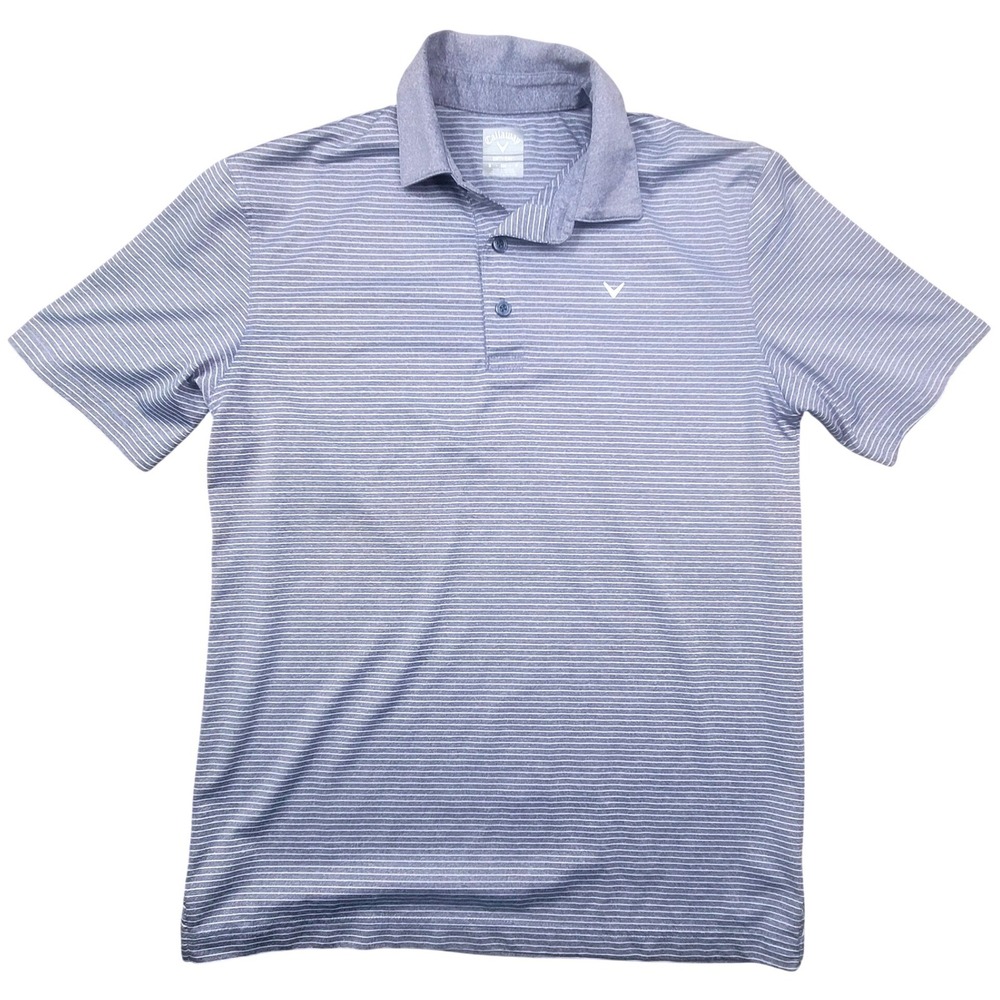 Callaway Opti-Dri Mens Blue White Striped Short Sleeve Golf Polo Shirt Small